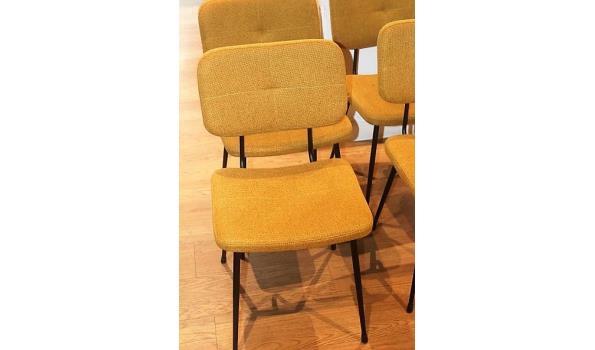 4 design stoelen gele stof bekleed